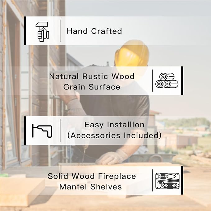 Fireplace Mantel Shelf, 80" Handcrafted Solid Wood Floating Shelf for Over Fireplace - Rustic Farmhouse Wall-Mounted Mantel with Heavy-Duty Hidden Bracket, 80"x8"x6" Natural Finish