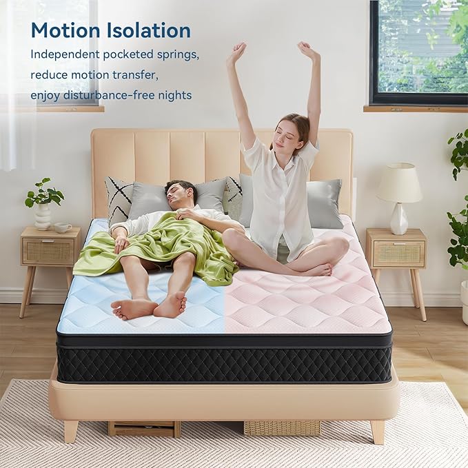 Full Mattress, 10 Inch Hybrid Memory Foam Mattress in a Box, Pressure Relief, Pocket Springs for Motion Isolation, Medium Firm Support, CertiPUR-US Certified, Fiberglass Free