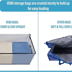 VENO 8 Pack Moving Bags and Large Christmas Decoration Storage Bins with lids. Alternative to Moving Boxes, Packing Supplies for College. Heavy Duty Totes (Clear, 8 Pack)