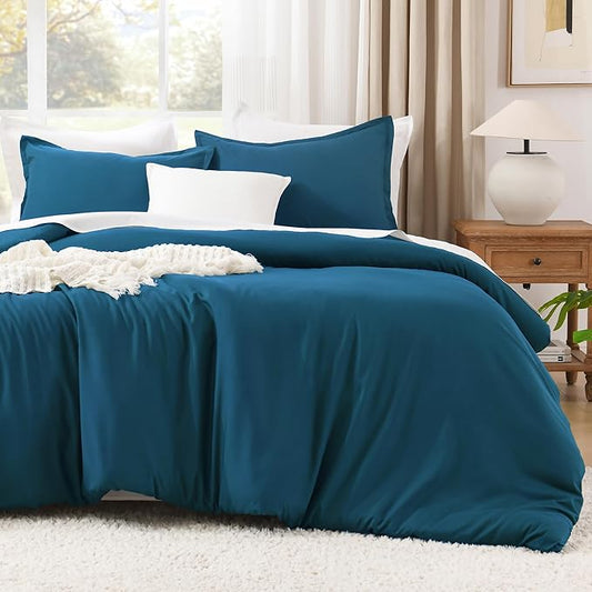 Litanika Comforter Set, Lightweight Solid Bedding Comforter Set, Fluffy Down Alternative Bed Set, Teal, Oversized Queen