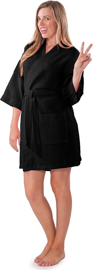 Turquaz Lightweight Short Robes For Women Waffle Kimono Bathrobe - Soft, Fast-Drying, Long-Lasting Cotton Blend