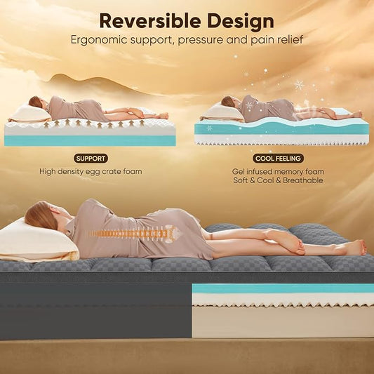 Twin Mattress Topper, 4.5 Inch Memory Foam Mattress Topper for Back Pain - 2.5" Cooling Memory Foam Soft and Supportive + 2" Pillow Top Mattress Pad Cover, with 8-21" Deep Pocket