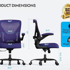 Ergonomic Office Chair - X-Shaped Computer Desk Chair Comfy, Gaming Chair, Office Chair with Lumbar Support, Mesh Office Chairs, Desk Chair for Long Hours(Black Purple)