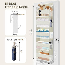 1 Pack Over The Door Organizer, Hanging Storage Organizer with Clear Window, 40lb Ultra Sturdy Large Capacity Room Organizer for Pantry Bathroom Nursery Closet Baby Essential (Beige)