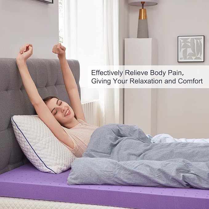 SINWEEK 4 Inch Gel Memory Foam Mattress Topper Ventilated Soft Pressure Relieve Mattress Pad, Breathable Bed Topper, CertiPUR-US Certified, Twin Size