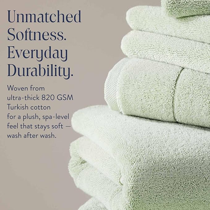 Brooklinen Super-Plush Bath Sheet and Hand Towel Set - 2 Bath Sheets 2 Hand Towels - Cotton, Highly Absorbent (Aloe)