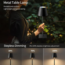 KDG 2 Pack Cordless Table Lamp, RGB Color Stepless Dimming Up, 4000mAh Battery Operated Portable LED Desk Lamp, for Dinning Room, Bedroom, Bar, Outdoor Garden, Camping, Night Light (Black)