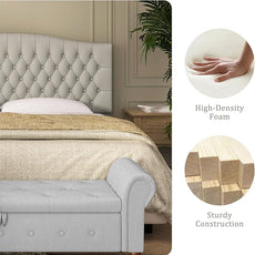 Velvet Upholstered Headboard King/Cal King Size Latest Model Wall Mount, Bed Frame Mount, Featuring High-Density Sponge Padding, Luxury Texture Easy Assembly and Style-Taupe