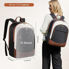 LOVEVOOK 17.3 Inch Laptop Backpack for Women - Work/Business Computer Backpack Purse, Large Capacity Casual Daypack, Travel Bag for Lawyer, Doctor, Teacher, Cream Chestnut Brown