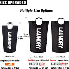 Caroeas 90L Laundry Basket (13 Colors), Waterproof Laundry Hamper, Laundry Bag with Padded Handles, Clothes Hamper Stands Up Well, Collapsible Laundry Basket Easy Storage