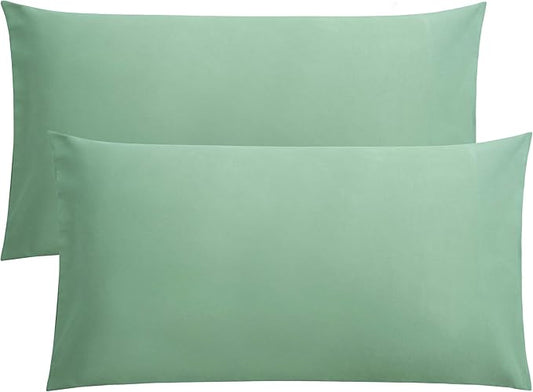 FLXXIE 2 Pack Microfiber King Pillow Cases, 1800 Super Soft Pillowcases with Envelope Closure, Wrinkle, Fade and Stain Resistant Pillow Covers, 20x36, Sea Green