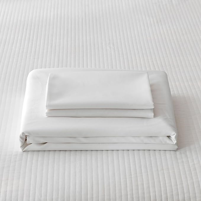 HeimenAogo Twin Size Tencel Cotton Duvet Cover - Silky Smooth Luxury Hotel Collection Bedding Set, 68x90 Inch Comforter Cover, Zipper Closure, Bright White