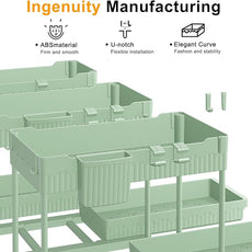 3 Pack Under Sink Organizers, 2-Tier Multi-Use Kitchen and Bathroom Organizers and Storage with Sliding Drawers，Bathroom Cabinet Organizer (Green, 12.8 Inch)