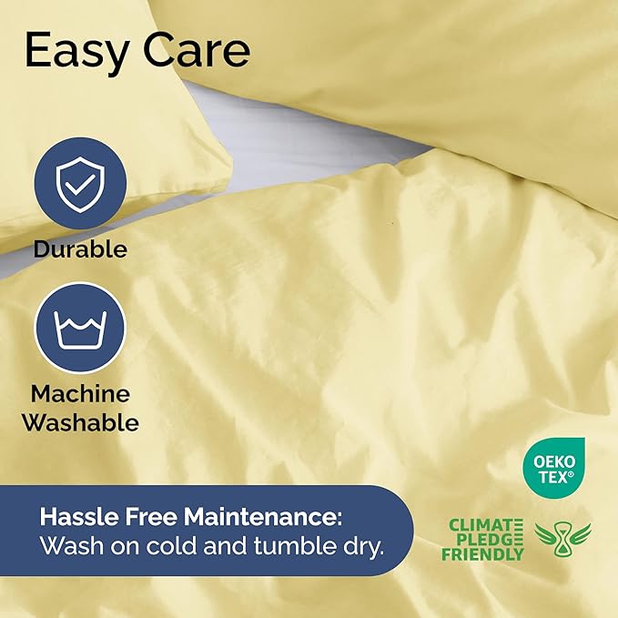 Duvet Cover Cal King Size Set - Extra Soft Cal King Size Duvet Cover 104 x 98 with 2 Pillow Shams - Hotel Luxury Easy Care & Fade Free w/Zipper Closures & Ties - Comfy Breathable Bedding Set (Yellow)