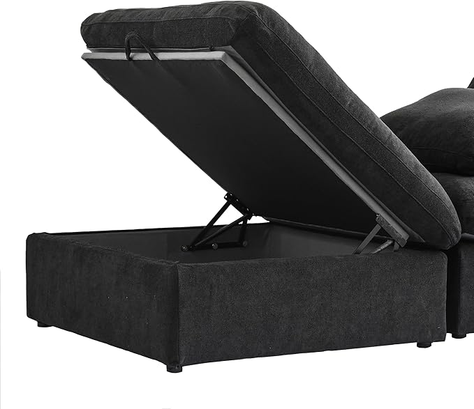 Cloud Couch Modular Sectional Sofa with 2 Storage Ottomans,160.6" U Shaped Sofa Couch,6 Seater Minimalist Wide Deep Seat Convertible Couches, Covers Washable&Replaceable,Black