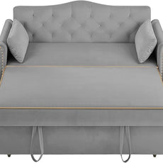 65'' 3-in-1 Folding Sofa Bed – Queen Size Pullout, Modern Chenille Fabric, 360° Swivel Table, Easy Assembly – Perfect for Living Room