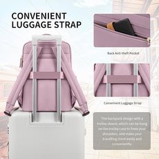 Stylish Laptop Backpack for Women Airline Approved Perfect for Work College and Travel Multi-Functional Casual Daypack Fits 14 Inch Notebook (Pinkish Purple)