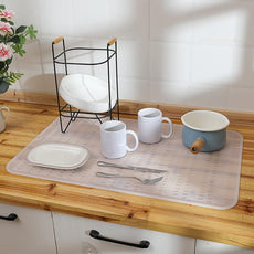 Silicone Dish Drying Mat for Multiple Usage,Easy clean,Eco-friendly,Heat-resistant Silicone Mat for Kitchen Counter or Sink,Refrigerator or Drawer Liner Translucent 3XL 28 inches x 18 inches