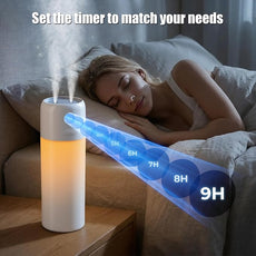 Portable Mini Humidifier, 500ml Rechargeable Dual Mist, Auto Timer & Dry-Burn Protection, with Night Light, for Bedroom Office AC Room Plants Car Travel (White)