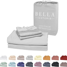 Bella Coterie Luxury Bamboo Viscose 34” Split Top King Size Sheet Set | 1 Fitted Sheet for Sleep Number & Adjustable Beds | 100% Organically Grown | Cooling & Soft | 18” Deep Pocket [Grey Mist]