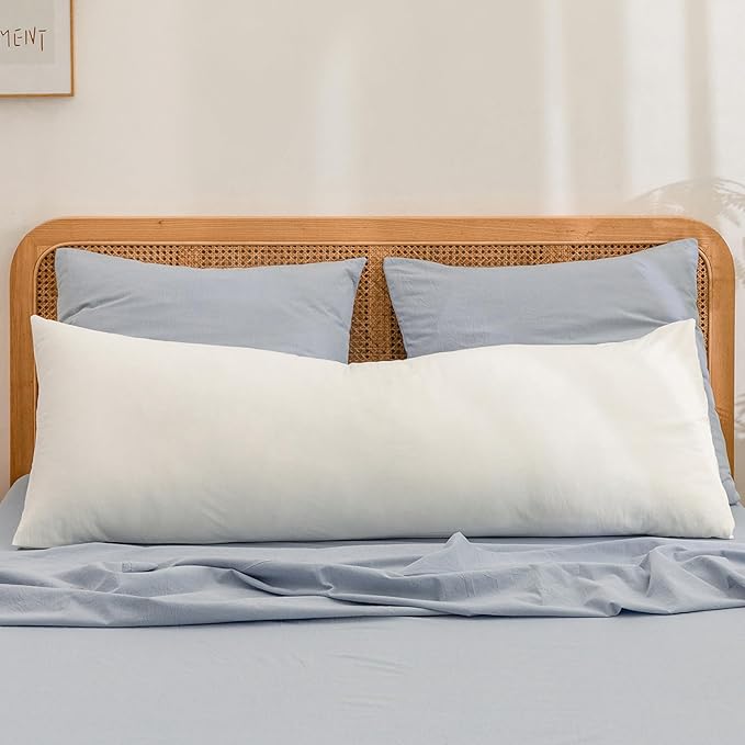BESTOUCH 100% Washed Cotton Pillowcase for Hair and Skin Linen Feel Soft Comfortable Breathable 2 Set Pillow Case with Envelope Closure Solid Cornflower Blue Euro 26x26 Inches