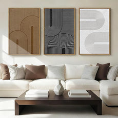 BINCUE Abstract Neutral Canvas Paintings Modern Artwork for Walls Framed for Bedroom Living Room Hallway 16x24 Inch Set of 3