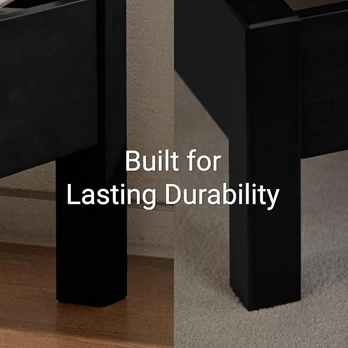 LIFEMENT Full Signature Wood Platform Bed Frame Black, Noise-Free, Under Bed Storage, No Box Spring Needed, Easy Assembly