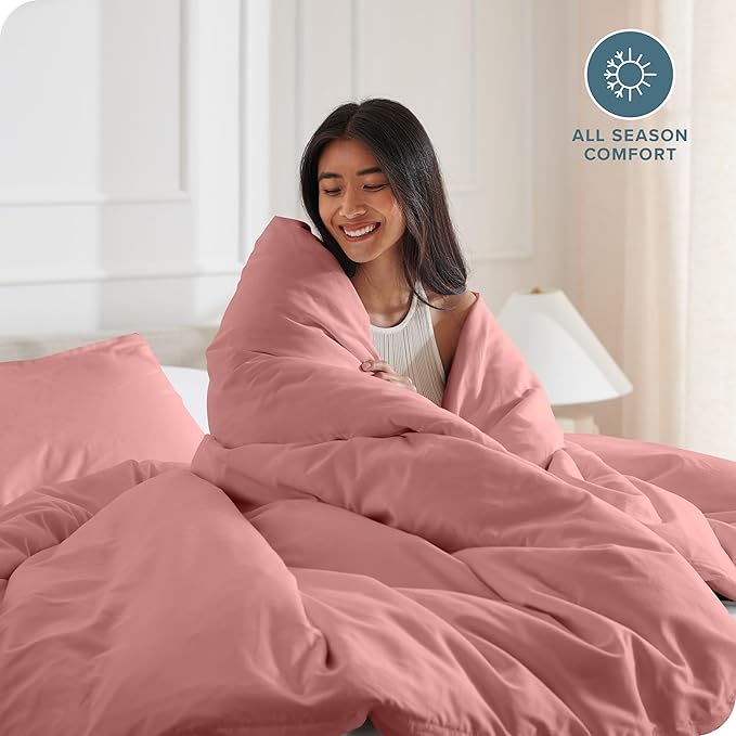 Bare Home Bedding Duvet Cover California King Size - Premium 1800 Super Soft Collection - Lightweight, Cooling - Soft Breathable Bedding Duvet Cover (Cal King, Dusty Rose)