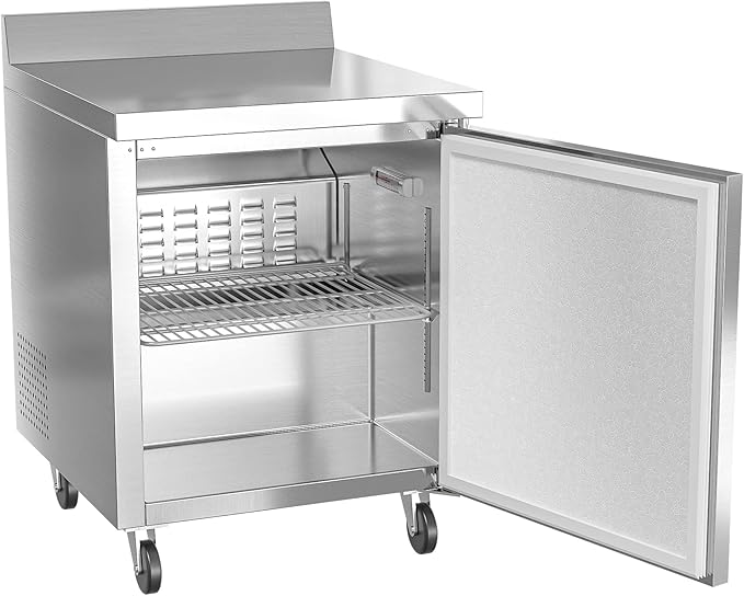 KoolMore 27" Stainless Steel Worktop Commercial Freezer with 3 1/2” Backsplash - 6.3 cu.ft