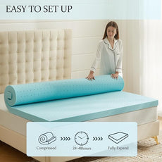 3 Inch Memory Foam Mattress Topper Twin, Mattress Pad Gel Infused Foam Bed Topper, Ventilated Soft Blue,Full Size