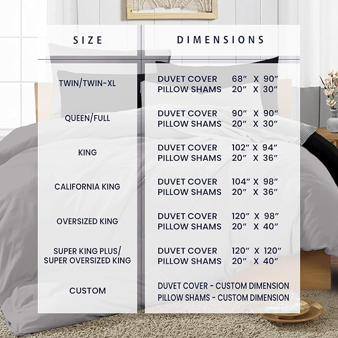 Kotton Culture 120"x98" 3 Pc Oversized King Duvet Cover Set 100% Egyptian Cotton - 600 TC Comforter Cover, Zipper Closure & Corner Ties - Fits Large King Inserts (Oversized King,Night's Shadow)