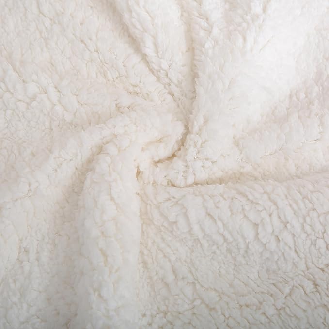 Reafort Ultra Soft Sherpa Euro Sham Pillow Case 26"x26" Replacement with Zipper Closure (Cream, 26"x26" Euro Sham)