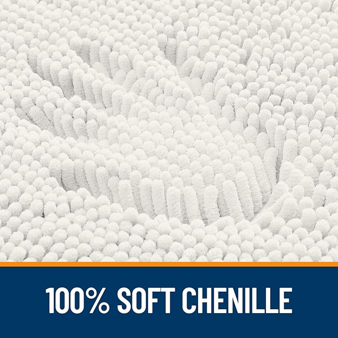 OLANLY Bathroom Rugs 50x30, Extra Soft Absorbent Chenille Bath Rugs, Rubber Backing Quick Dry, Machine Washable Bath Mats for Bathroom Floor, Tub and Shower, Home Decor Accessories, Ivory