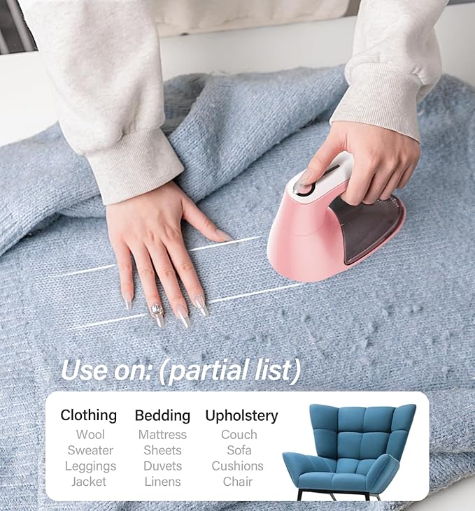 Bymore Fabric Shaver, Lint Shaver for Clothing Furniture Shaver, Sweater Defuzzer Pill Remover Shaver, Lint Remover for Clothing Fuzz-Pink