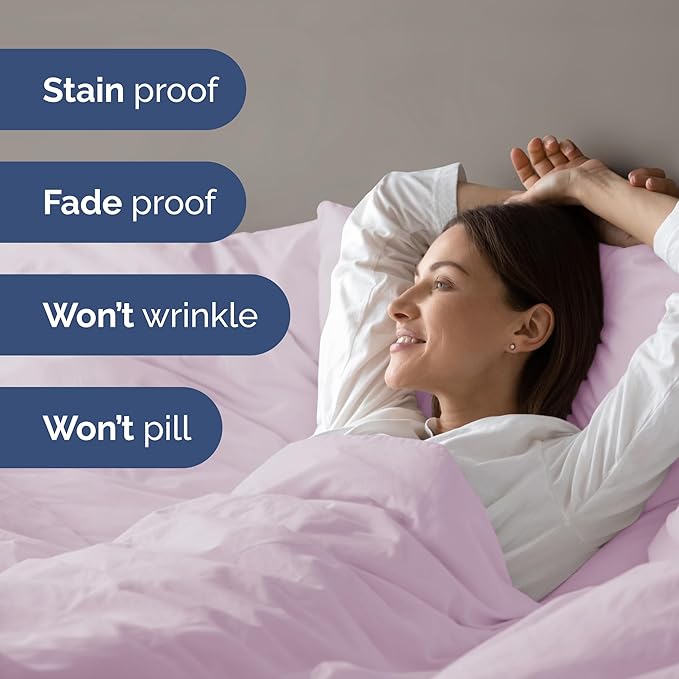 Duvet Cover Twin/Twin XL Size Set - Extra Soft Duvet Cover 68 x 90 with 1 Pillow Sham - Hotel Luxury, Easy Care and Fade Free w/ Zipper Closures & Ties - Comfy, Breathable Bedding Set (Light Lavender)
