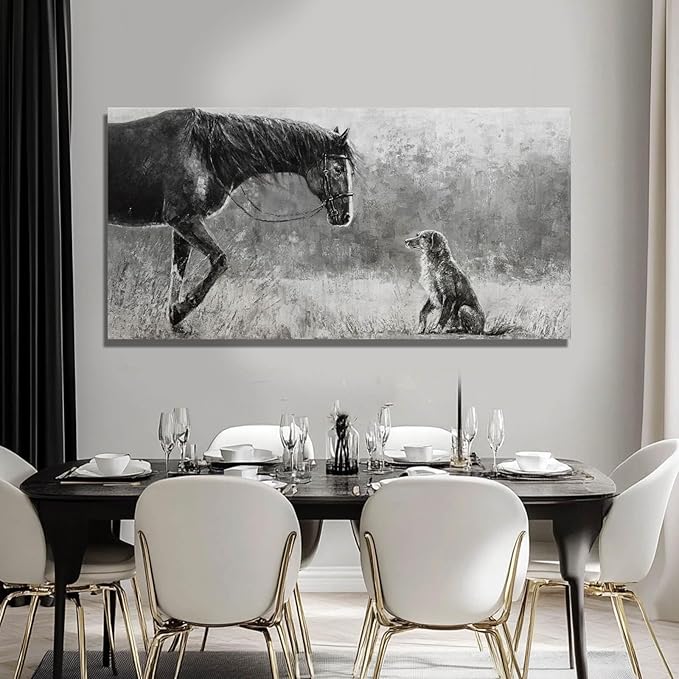 Dog Wall Picture Contemporary Canvas Wall Art Animal Wall Paintings 24"x48" Wall Prints for Living Room Pictures for Office