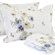 FADFAY 4-Piece Shabby White Floral Bed Sheet Set Cotton Bed Sheets, King