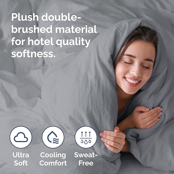 Duvet Cover King Size Set - Extra Soft King Size Duvet Cover 104 x 90 with 2 Pillow Shams - Hotel Luxury Easy Care and Fade Free w/Zipper Closures & Ties - Comfy Breathable Bedding Set (Steel Blue)
