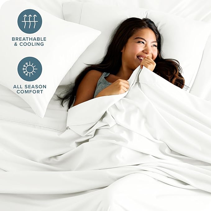 Bare Home King Sheet Set - Luxury 1800 Ultra-Soft Microfiber King Bed Sheets - Double Brushed - Deep Pockets - Easy Fit - 4 Piece Set - Bedding Sheets & Pillowcases (King, Cream) BareHome