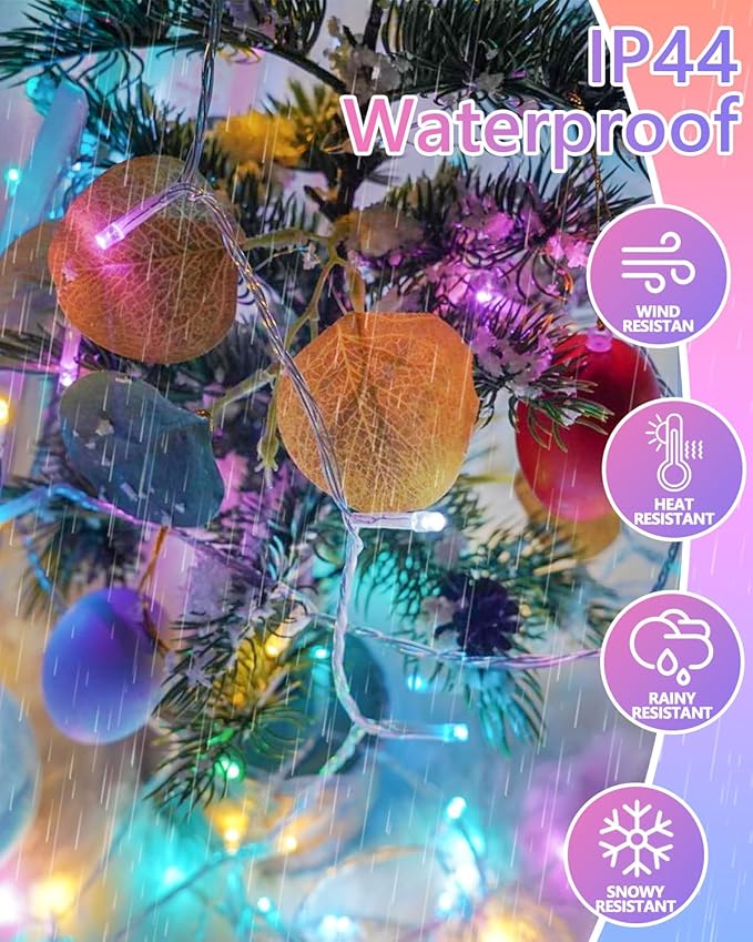 Easter Lights Battery Operated Fairy Lights, 2 Pack 33FT 100LED Multicolor easter String Lights, 8 Modes Waterproof Pastel Light Indoor Outdoor, Twinkle Lights for Room Garden Party Easter Decorations