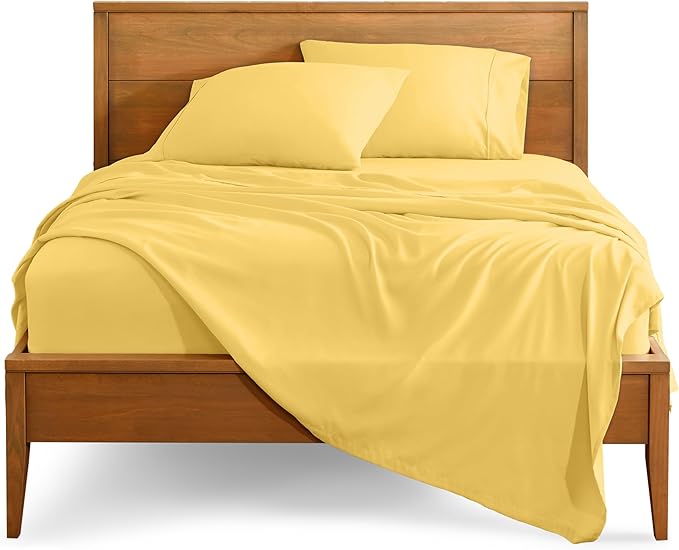 Bare Home King Sheet Set - Luxury 1800 Ultra-Soft Microfiber King Bed Sheets - Double Brushed - Deep Pockets - Easy Fit - 4 Piece Set - Bedding Sheets & Pillowcases (King, Lemon Drop) BareHome
