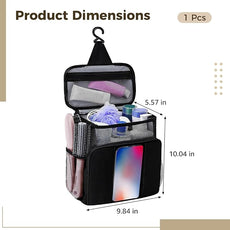 Shower Caddy for Dorm, Portable Hanging Shower Bag with Metal Hook, Oxford Cloth Quick Dry Mesh Organizer for Bathroom Essentials, Phone Pouch, 10.04 x 9.84 x 5.57 in/25.5 cm x 24.99 x 14.15 cm