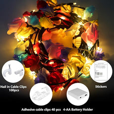 Macaroon Rose Blossom Enchanted Willow Vine Lights, 7.55FT 144LED 6 Color Blossom Tree Branch Lights for Wall, Remote Timer,8 Light Model,Bedroom Wall Doors Wedding, Christmas, USB Battery Box