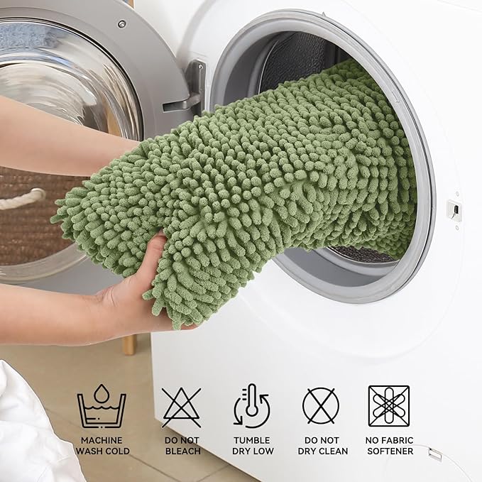 Bcoimo 48"×24" Absorbent Bath Mat, Non-Slip with Backing Chenille Bath Rug and Machine Washable Bathroom Mat Quick-Dry Design. Ideal for Bathroom and Tub Areas