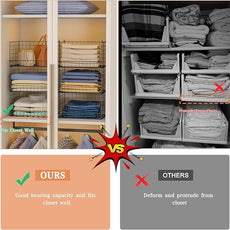 6-Tier Stackable Closet Organizers and Storage Shelves, Closet Shelf Organizer Basket Bins, Foldable Sweater Storage for Clothes Organizer System, Black（Patent Pending）