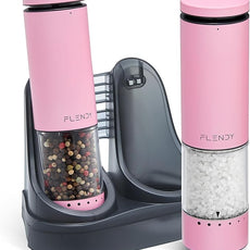 Electric Salt and Pepper Grinder Set Rechargeable, Automatic Salt and Pepper Grinder Set with Oversized Top Button, Stainless Steel Electric Salt and Pepper Shakers Set