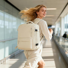 Vacuum Compression Backpack, Travel Vacuum Backpack with Electric Vacpack Pump, Flight Approved Carry On Personal Item Suitcase Luggage for Men Women, Beige, Large