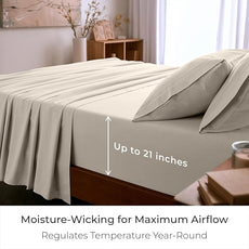 Mellanni Queen Sheet Set - 6-Piece Iconic Collection Bedding, (Including 4 Pillowcases), 21-Inch Extra Deep Pocket, Easy Care, Ultra Soft, Cooling Sheets, Brushed Microfiber - Golden Ivory