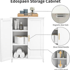 Bathroom Storage Floor Cabinet Freestanding Organizer with Adjustable Shelves for Bathroom Laundry Room,2 Doors
