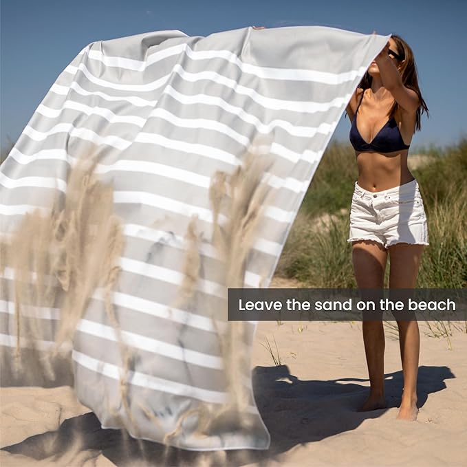 SummerSand Microfiber Beach Towel XXL Oversized (71 x 63 in) - Quick Dry, Sand Free - Compact and Lightweight for Travel - Recycled Materials - Extra Large Beach Blanket - Marble Sand